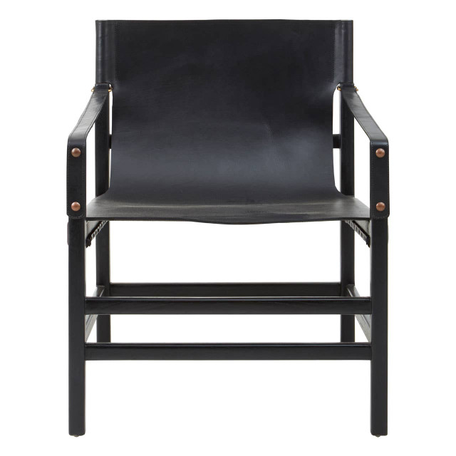 premier housewares Kendari Black Teak Wood Frame Armchair