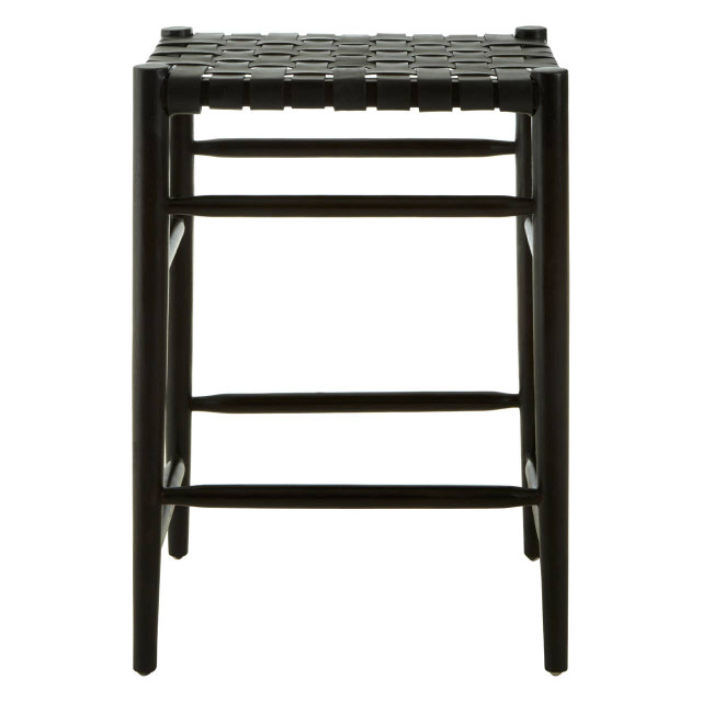 Premier Housewares Kendari Black Woven Leather Barstool