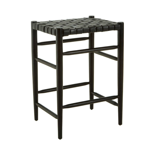 premier housewares Kendari Black Woven Leather Barstool