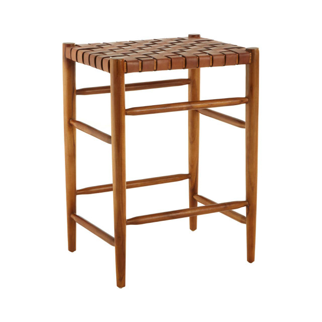 Premier Housewares Kendari Brown Woven Leather Barstool