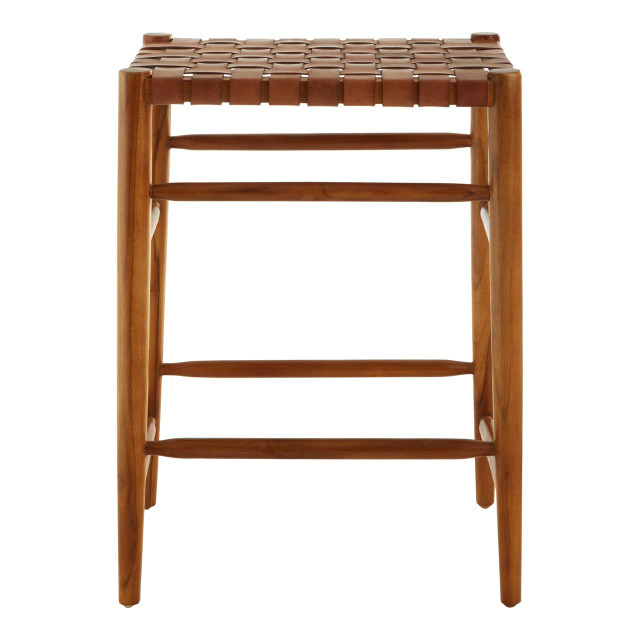 Premier Housewares Kendari Brown Woven Leather Barstool