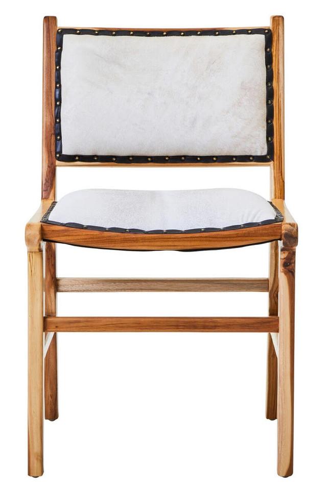 Premier Housewares Kendari Dining Chair With Natural Cow Leather