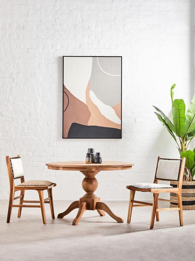 Premier Housewares Kendari Dining Chair With Natural Cow Leather