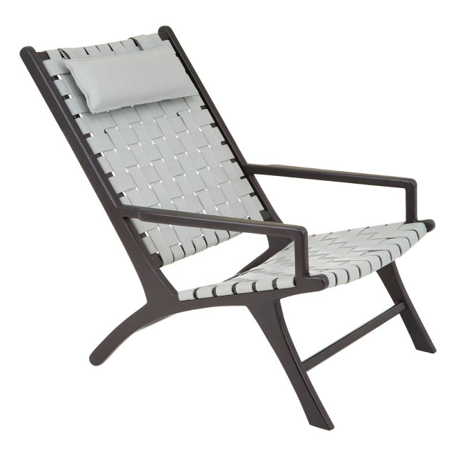 Premier Housewares Kendari Grey Cow Leather Woven Chair