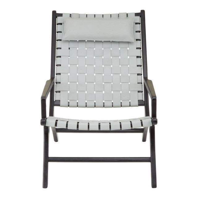premier housewares Kendari Grey Cow Leather Woven Chair