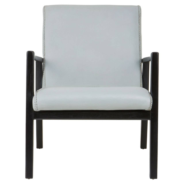 Premier Housewares Kendari Grey Leather Chair With Black Teak Frame