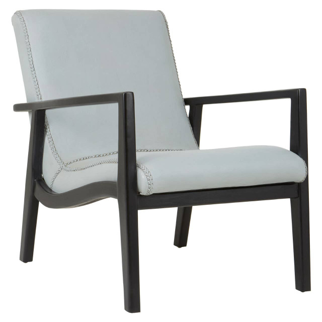 Premier Housewares Kendari Grey Leather Chair With Black Teak Frame