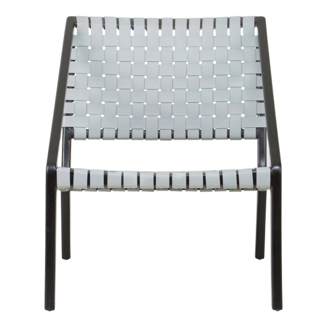 Premier Housewares Kendari Grey Leather Woven Chair