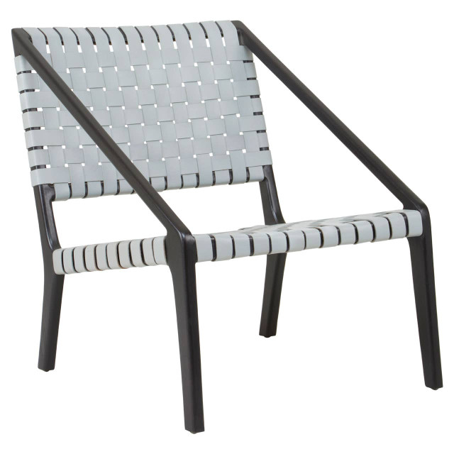 Premier Housewares Kendari Grey Leather Woven Chair