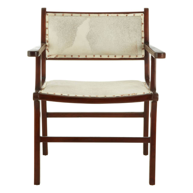 Premier Housewares Kendari Leather Teak Wood Dining Chair