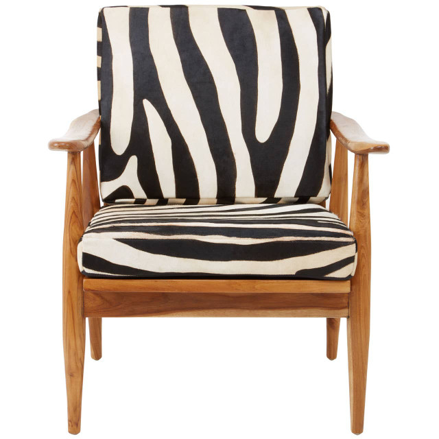 premier housewares Kendari Leather Zebra Pattern And Teak Chair