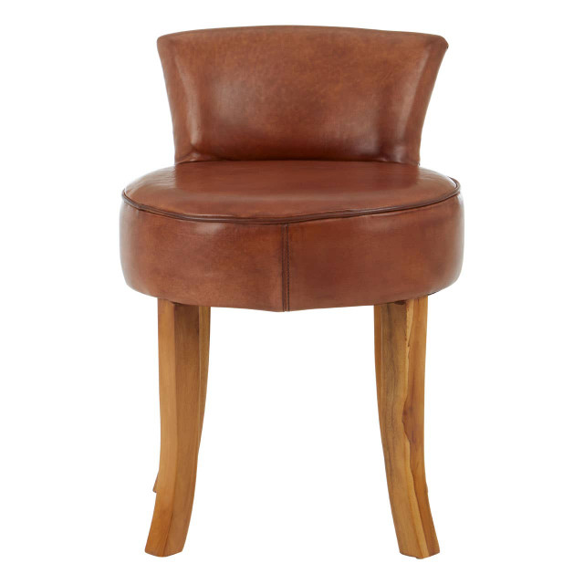Premier Housewares Kendari Small Brown Leather Chair