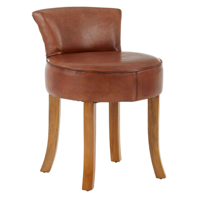 premier housewares Kendari Small Brown Leather Chair