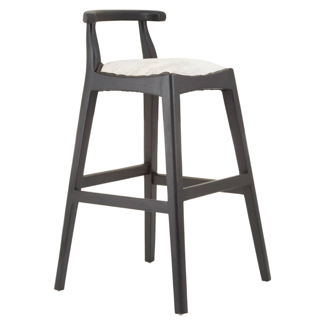 Premier Housewares Kendari White Leather And Black Teak Bar Chair