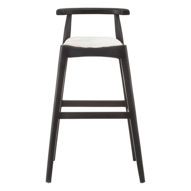 premier housewares Kendari White Leather And Black Teak Bar Chair
