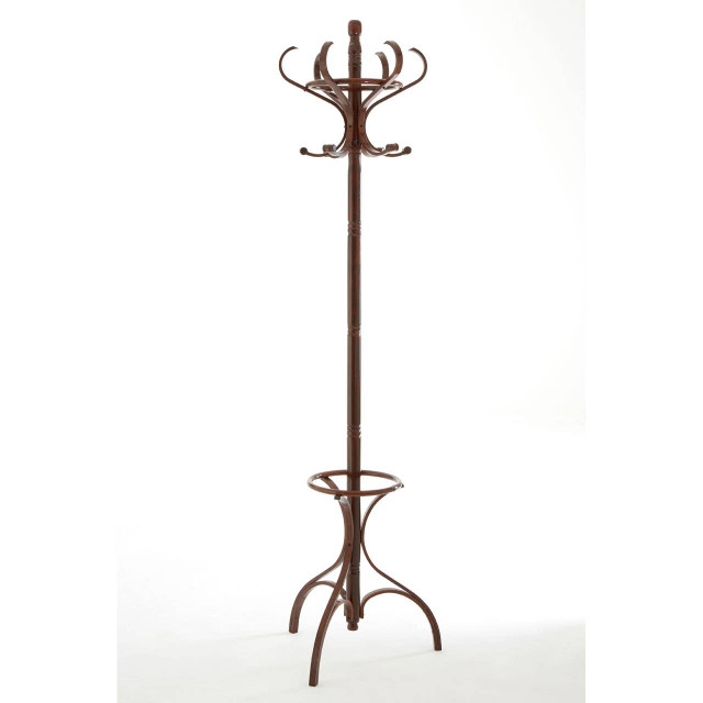 Premier Housewares Kennedy Walnut Finish Solid Birchwood Coat Stand
