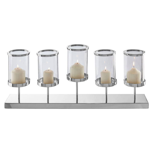 Premier Housewares Kensington Townhouse 5 Light Silver Candle Holder