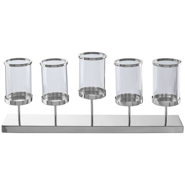 premier housewares Kensington Townhouse 5 Light Silver Candle Holder