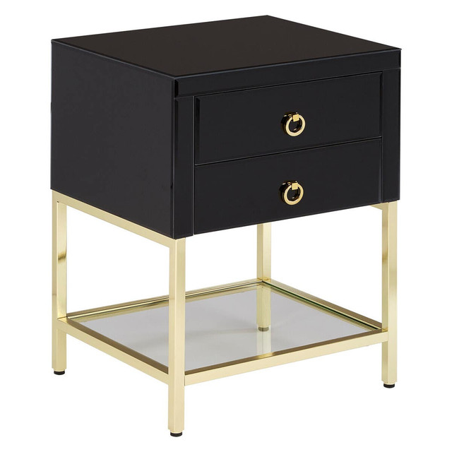 premier housewares Kensington Townhouse Black 2 Drawer Side Table