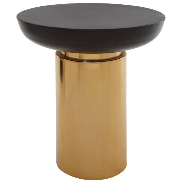 Premier Housewares Kensington Townhouse Black And Gold Side Table With Column Base