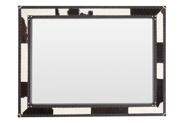 Premier Housewares Kensington Townhouse Black And White Genuine Cowhide Wall Mirror
