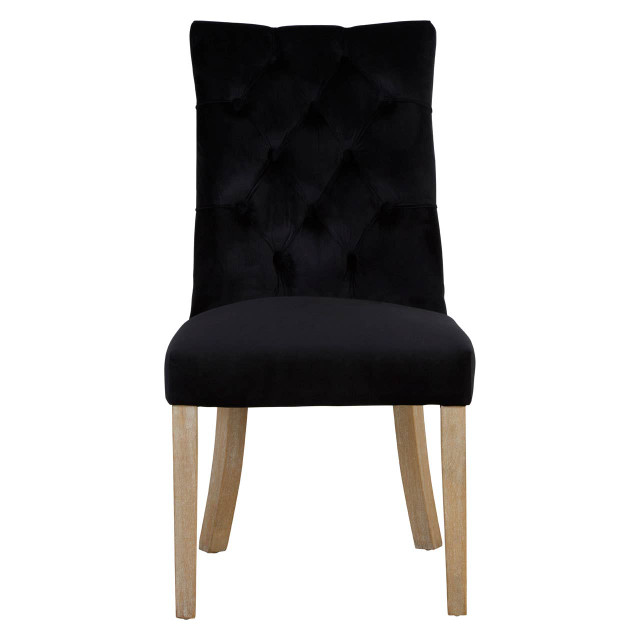 Premier Housewares Kensington Townhouse Black Buttoned Dining Chair With Antique Legs