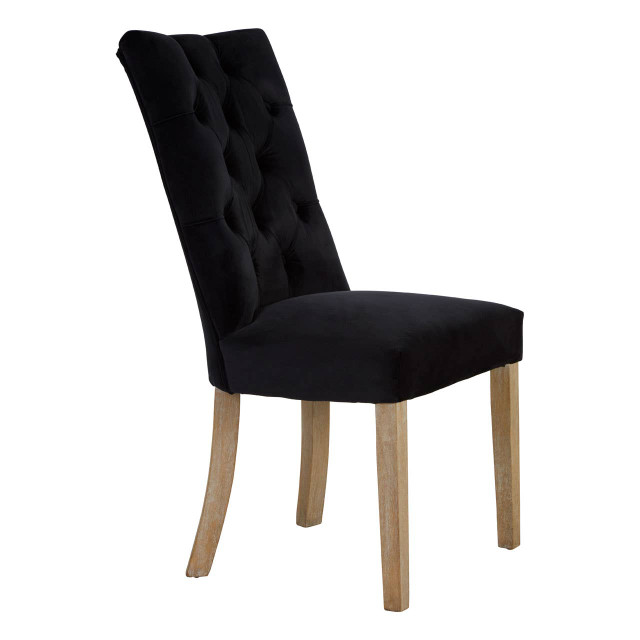premier housewares Kensington Townhouse Black Buttoned Dining Chair with Antique Legs