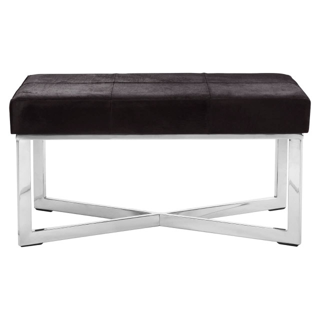 premier housewares Kensington Townhouse Black Leather Bench