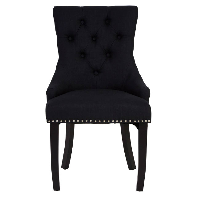 Premier Housewares Kensington Townhouse Black Linen Studded Dining Chair