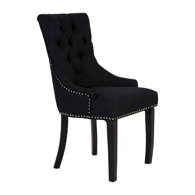 premier housewares Kensington Townhouse Black Linen Studded Dining Chair