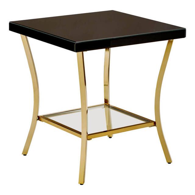 premier housewares Kensington Townhouse Black Mirror Side Table with Gold Legs