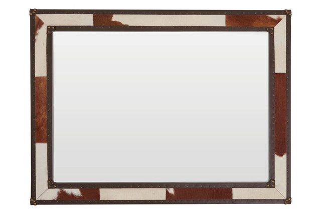 premier housewares Kensington Townhouse Brown And White Genuine Cowhide Wall Mirror