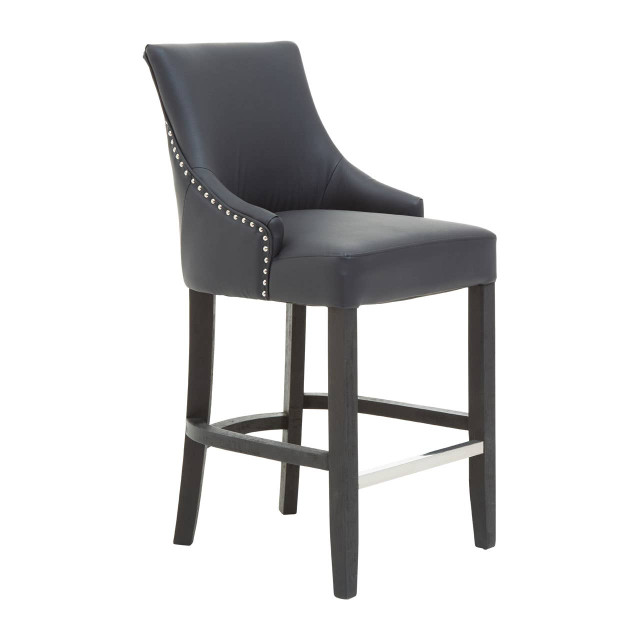 premier housewares Kensington Townhouse Charcoal Leather Effect Bar Chair