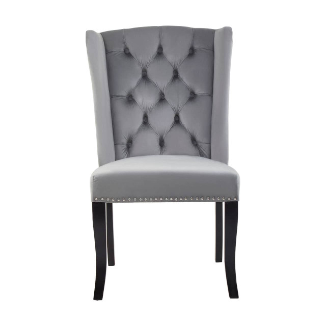 Premier Housewares Kensington Townhouse Grey Velvet Dining Chair