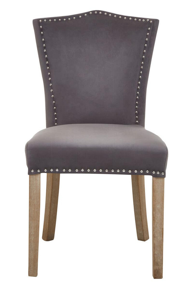 Premier Housewares Kensington Townhouse Grey Velvet Dining Chair With Antique Legs