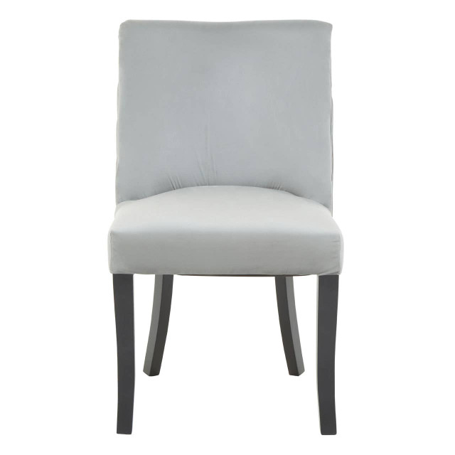 Premier Housewares Kensington Townhouse Grey Velvet Dining Chair With Black Legs