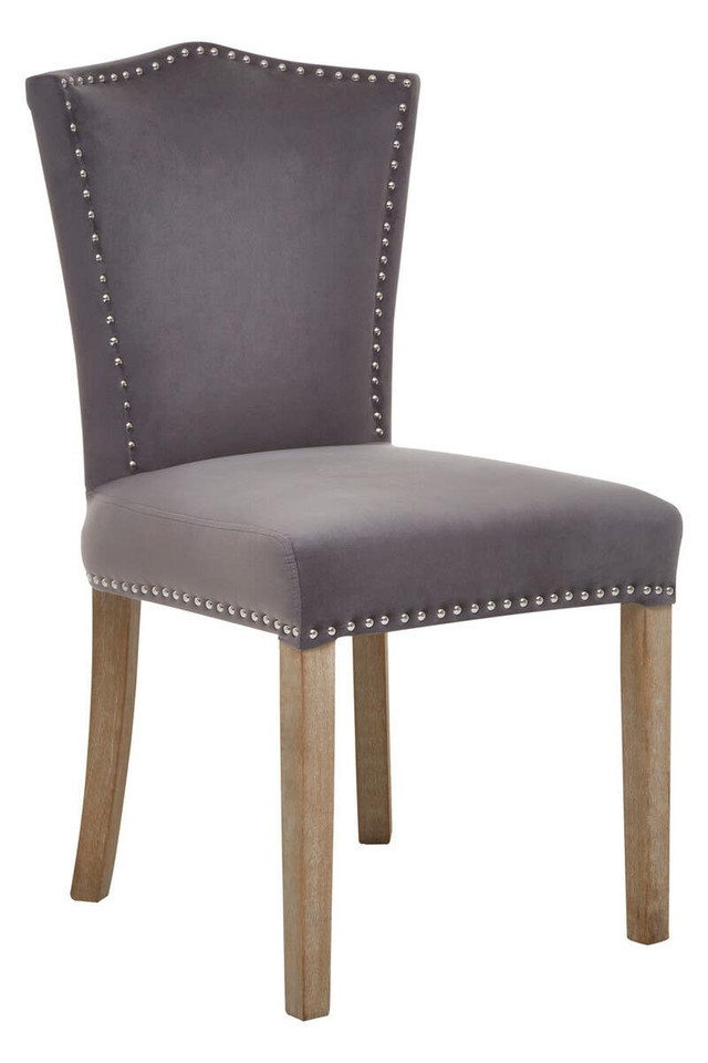 premier housewares Kensington Townhouse Grey Velvet Dining Chair with Antique Legs
