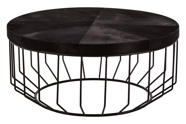 premier housewares Kensington Townhouse Hair On Hide Top Round Coffee Table