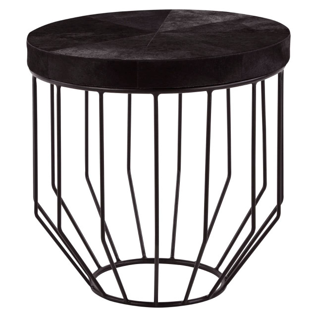 Premier Housewares Kensington Townhouse Hair On Hide Top Round Side Table