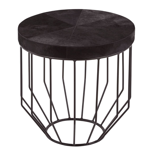 Premier Housewares Kensington Townhouse Hair On Hide Top Round Side Table