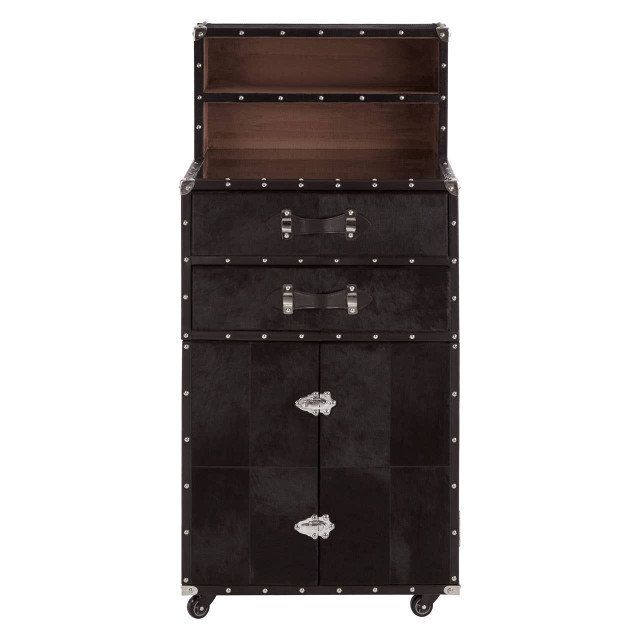 premier housewares Kensington Townhouse Hair On Leather Drinks Cabinet