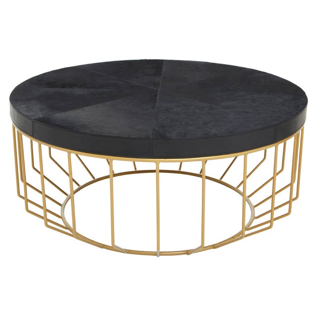 Premier Housewares Kensington Townhouse Hair On Leather Round Coffee Table