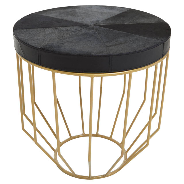 Premier Housewares Kensington Townhouse Hair On Leather Round Side Table