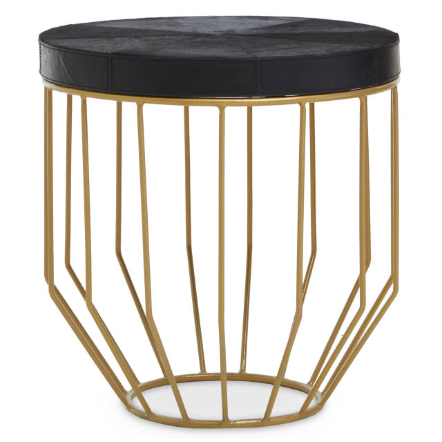 premier housewares Kensington Townhouse Hair on Leather Round Side Table