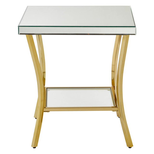 Premier Housewares Kensington Townhouse Mirror Side Table With Gold Legs