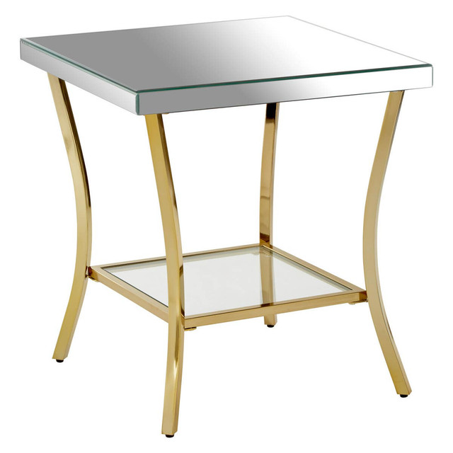 premier housewares Kensington Townhouse Mirror Side Table with Gold Legs