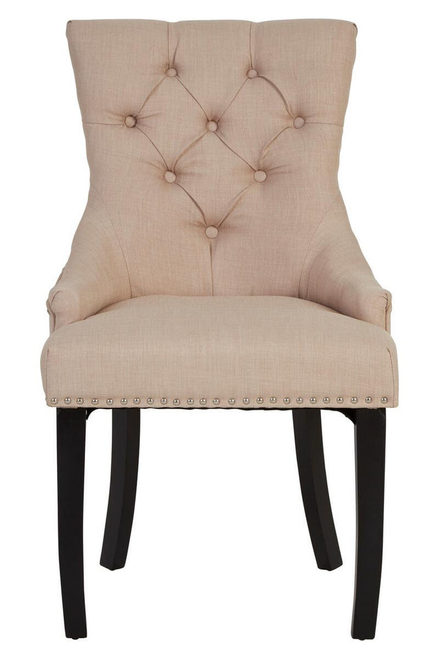 Premier Housewares Kensington Townhouse Natural Linen Dining Chair With Dark Legs