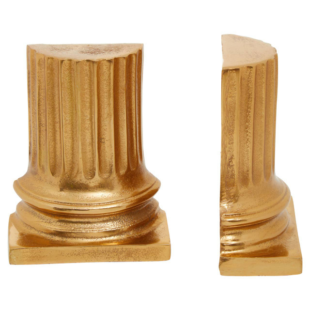 Premier Housewares Kensington Townhouse Set Of 2 Gold Pillar Bookends