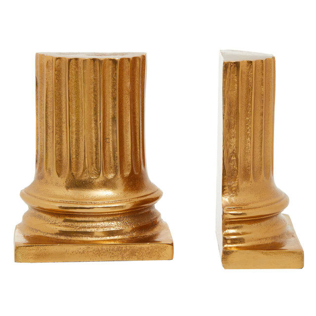 premier housewares Kensington Townhouse Set of 2 Gold Pillar Bookends