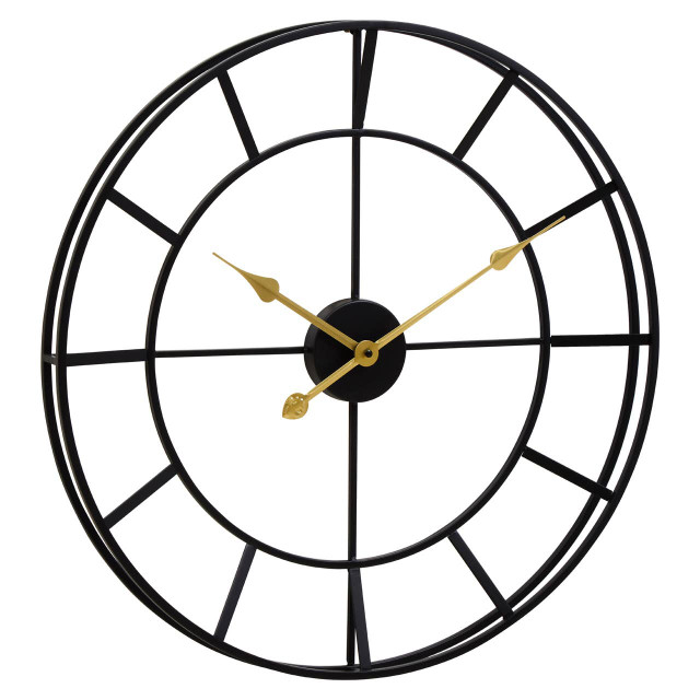 Premier Housewares Kent Large Black Finish Metal Wall Clock
